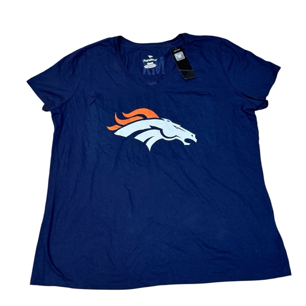 Fanatics Denver Broncos #10 Bo Nix Navy Name & Number V-Neck T-Shirt 2XL New